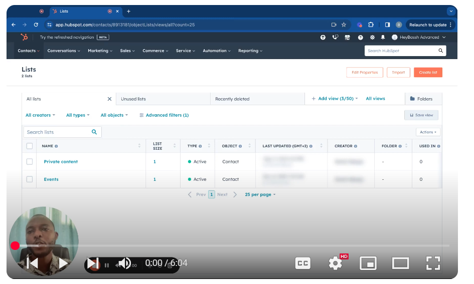 Mastering HubSpot CRM: List Creation