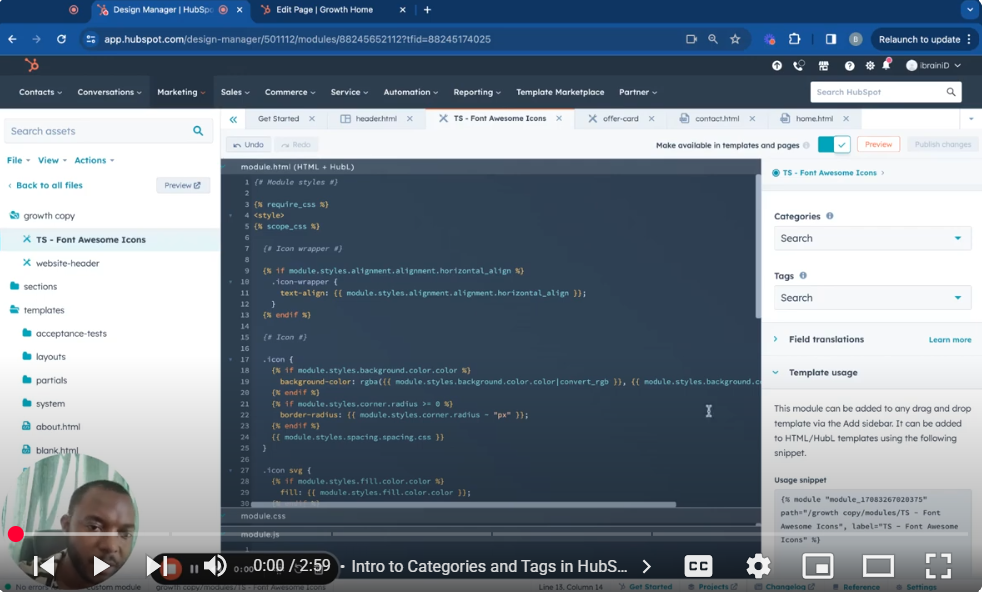 Mastering HubSpot CMS: Part 15 – Organise Your Modules By Adding Categories and Tags