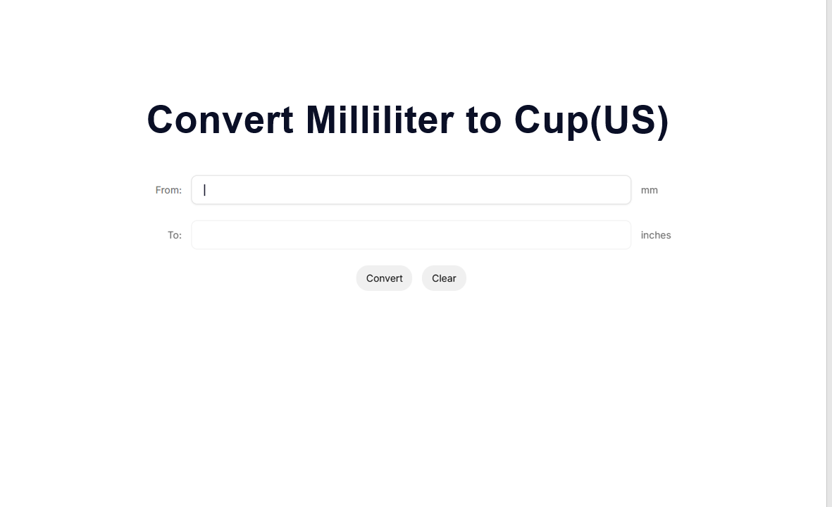 Convert Milliliter to Cup(US)